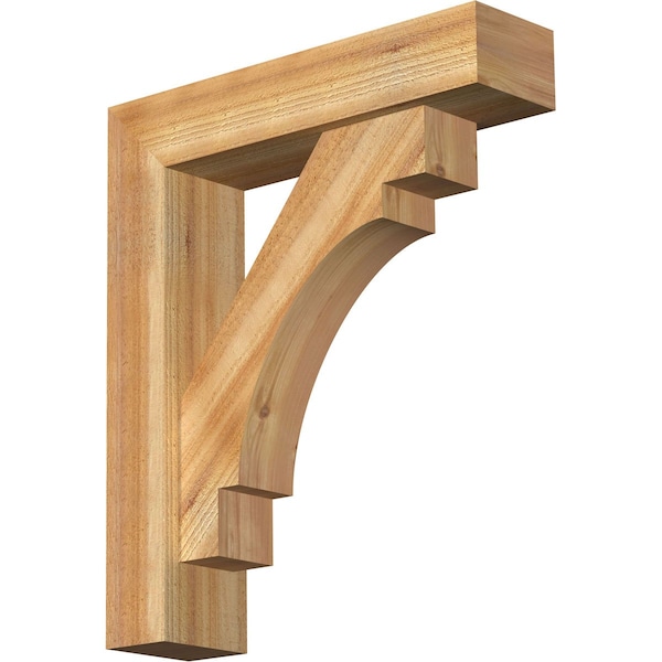 Ekena Millwork Merced Block Rough Sawn Bracket w/ Offset Brace, Western Red Cedar, 6"W x 24"D x 28"H BKT0604X24X28MRC05RWR - main